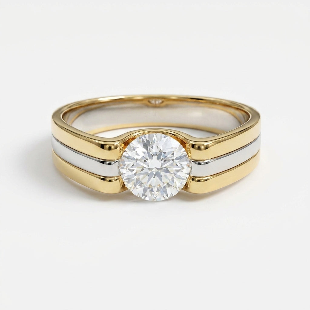 Unique Men's Solitaire Ring