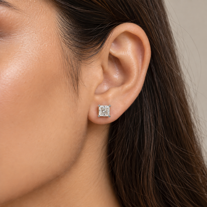 Classic 4 Prong Princess Solitaire Studs