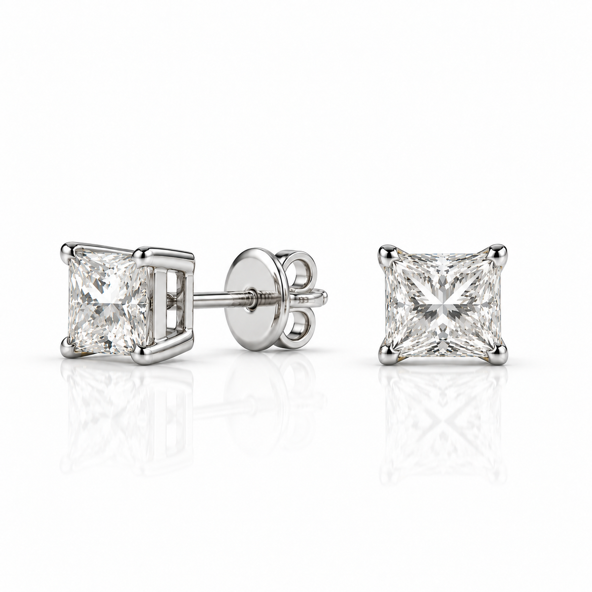 Classic 4 Prong Princess Solitaire Studs