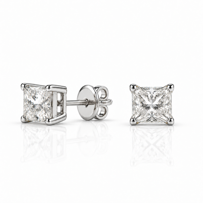 Classic 4 Prong Princess Solitaire Studs