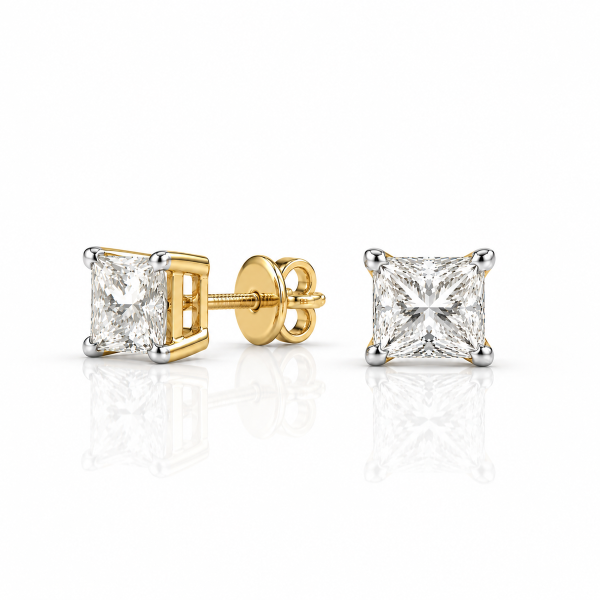 Classic 4 Prong Princess Solitaire Studs