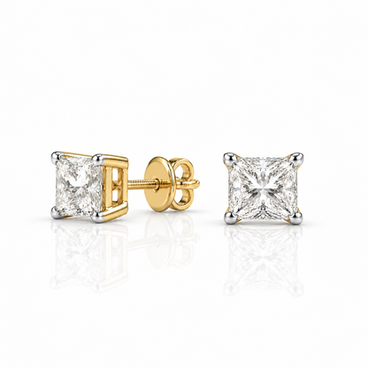 Classic 4 Prong Princess Solitaire Studs