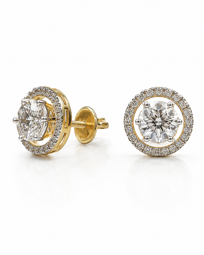 Round Halo Solitaire Studs