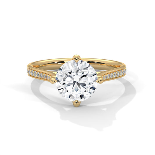 Round Pave Set Solitaire Ring