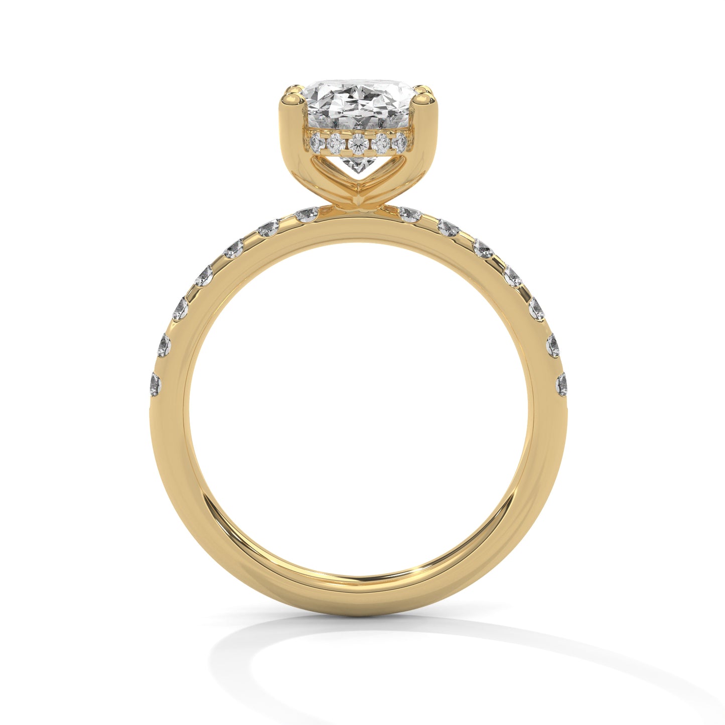 Oval Hidden Halo Pave Set Solitaire Ring
