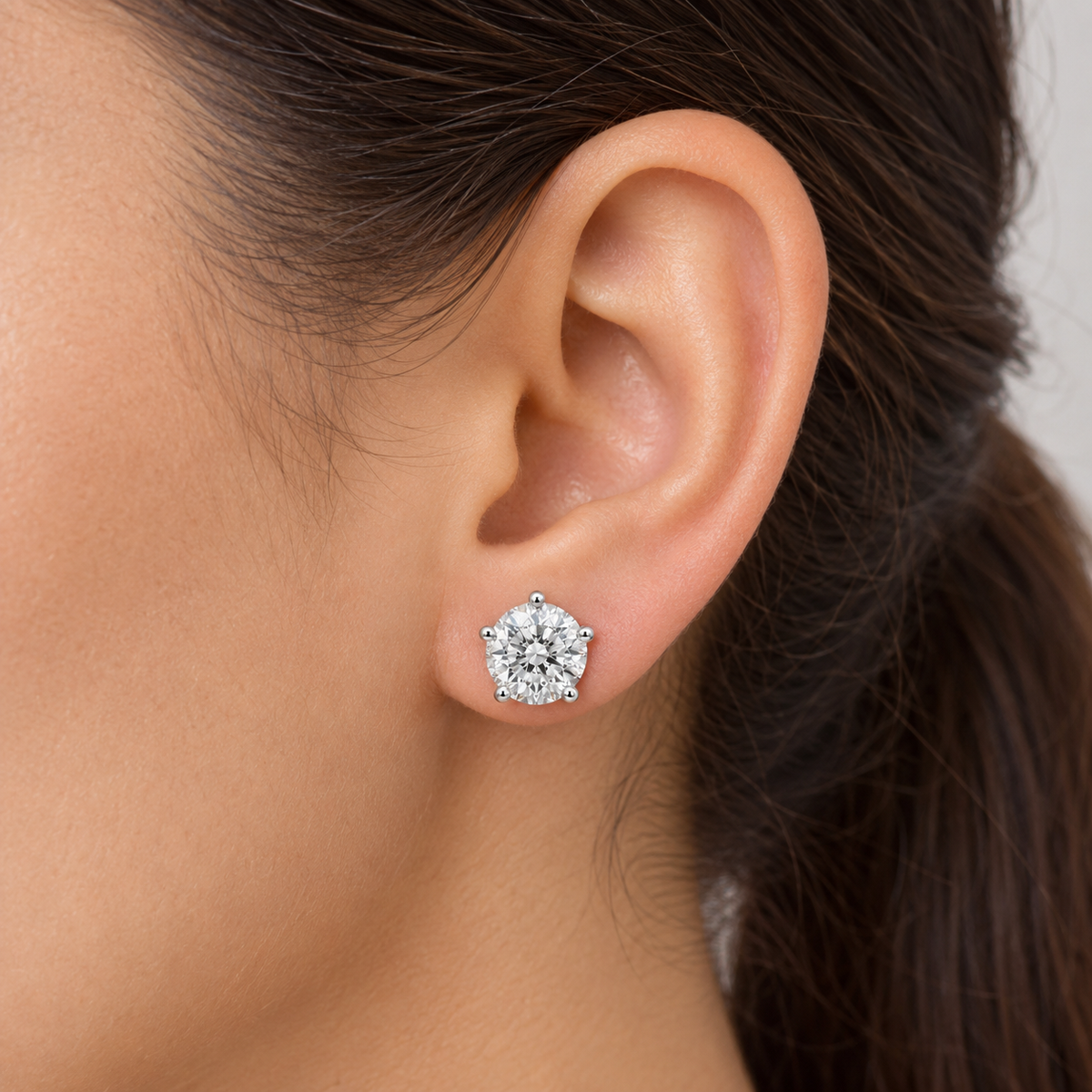 5 Prong Flower Petal Solitaire Studs