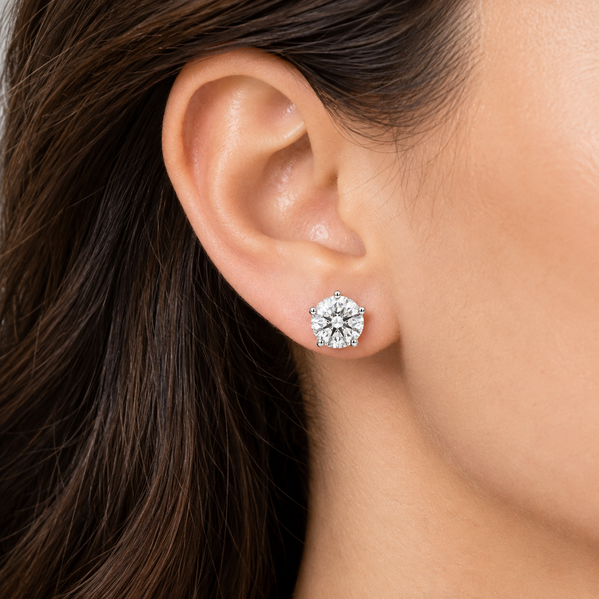 5 Prong Flower Petal Solitaire Studs