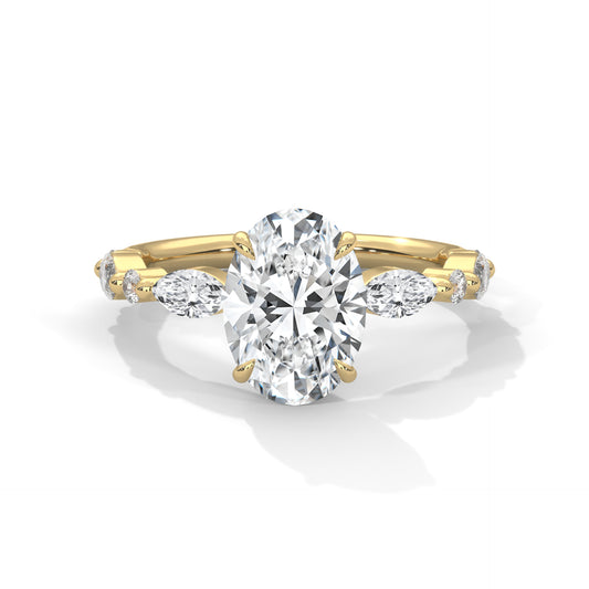 Oval Marquise Shoulder Solitaire Ring