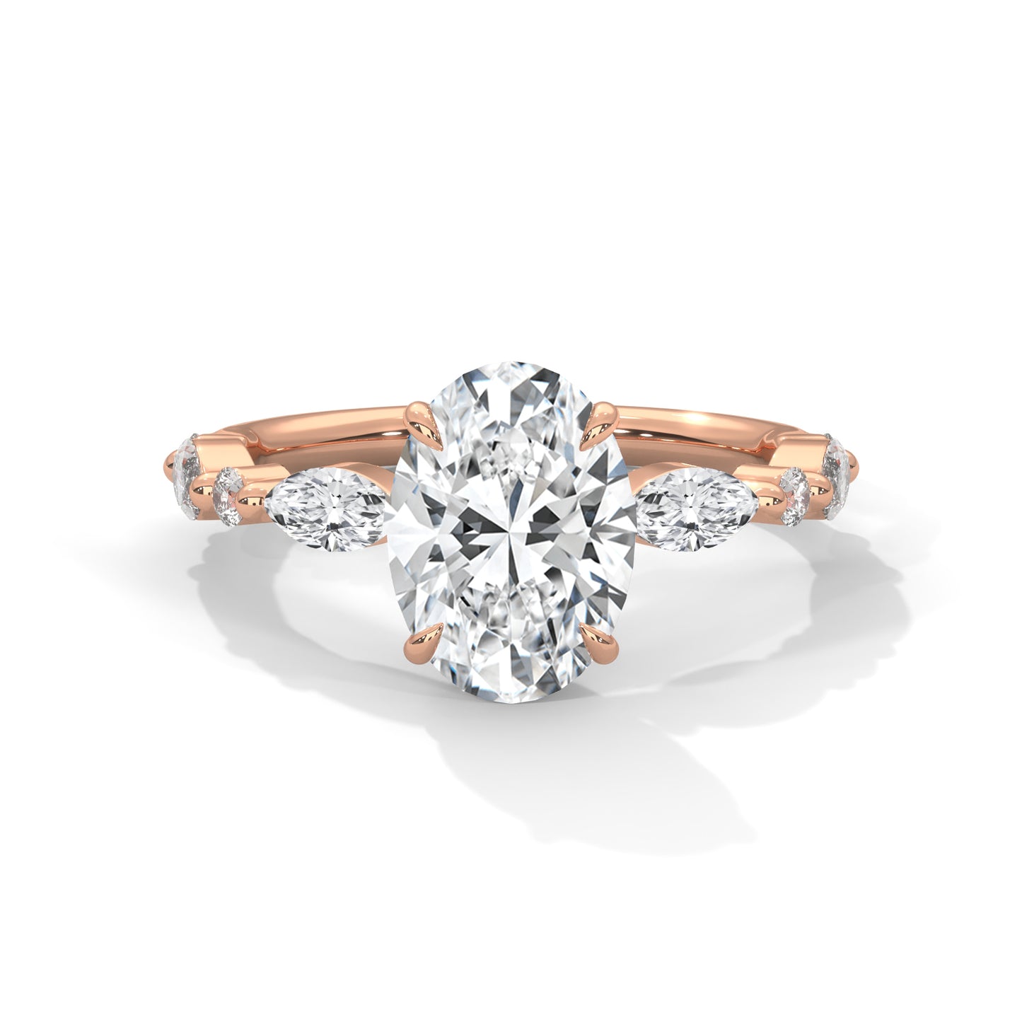 Oval Marquise Shoulder Solitaire Ring