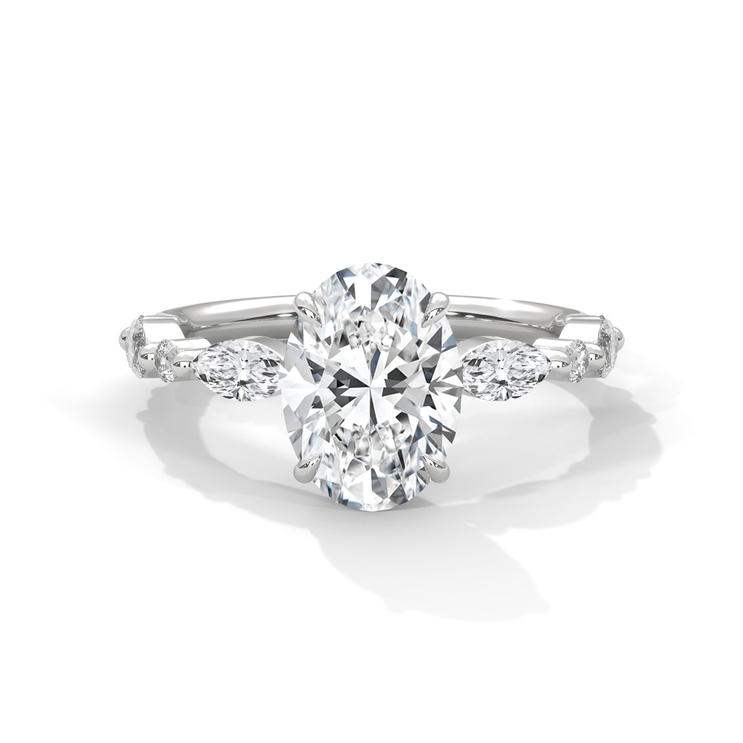 Oval Marquise Shoulder Solitaire Ring
