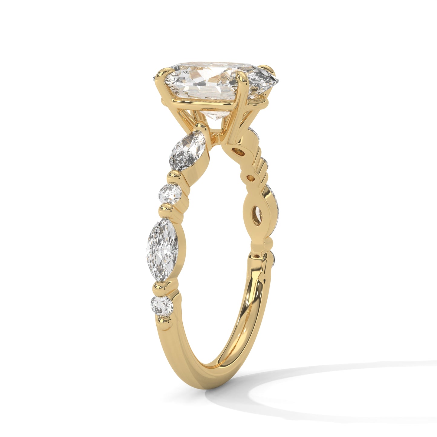 Oval Marquise Shoulder Solitaire Ring