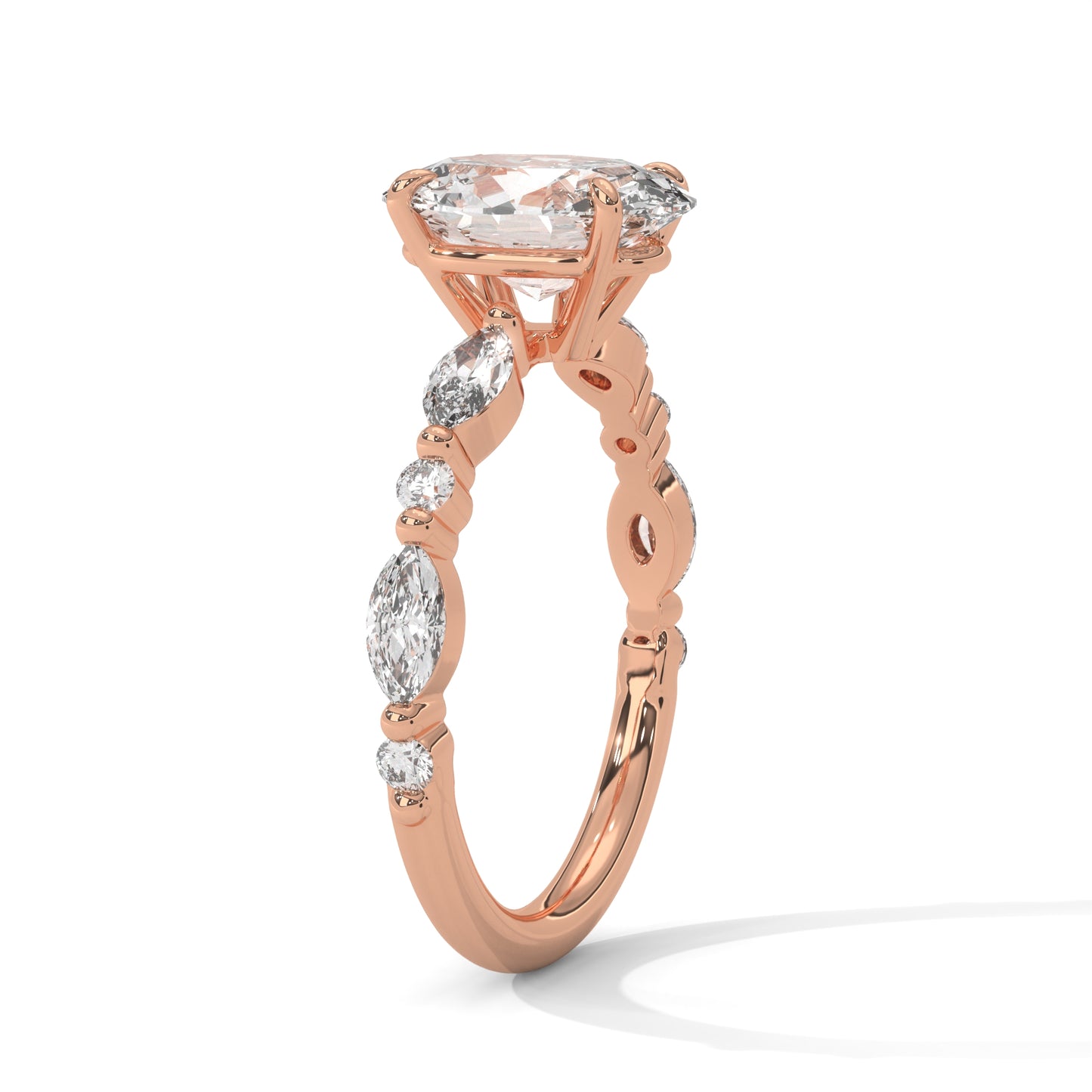 Oval Marquise Shoulder Solitaire Ring