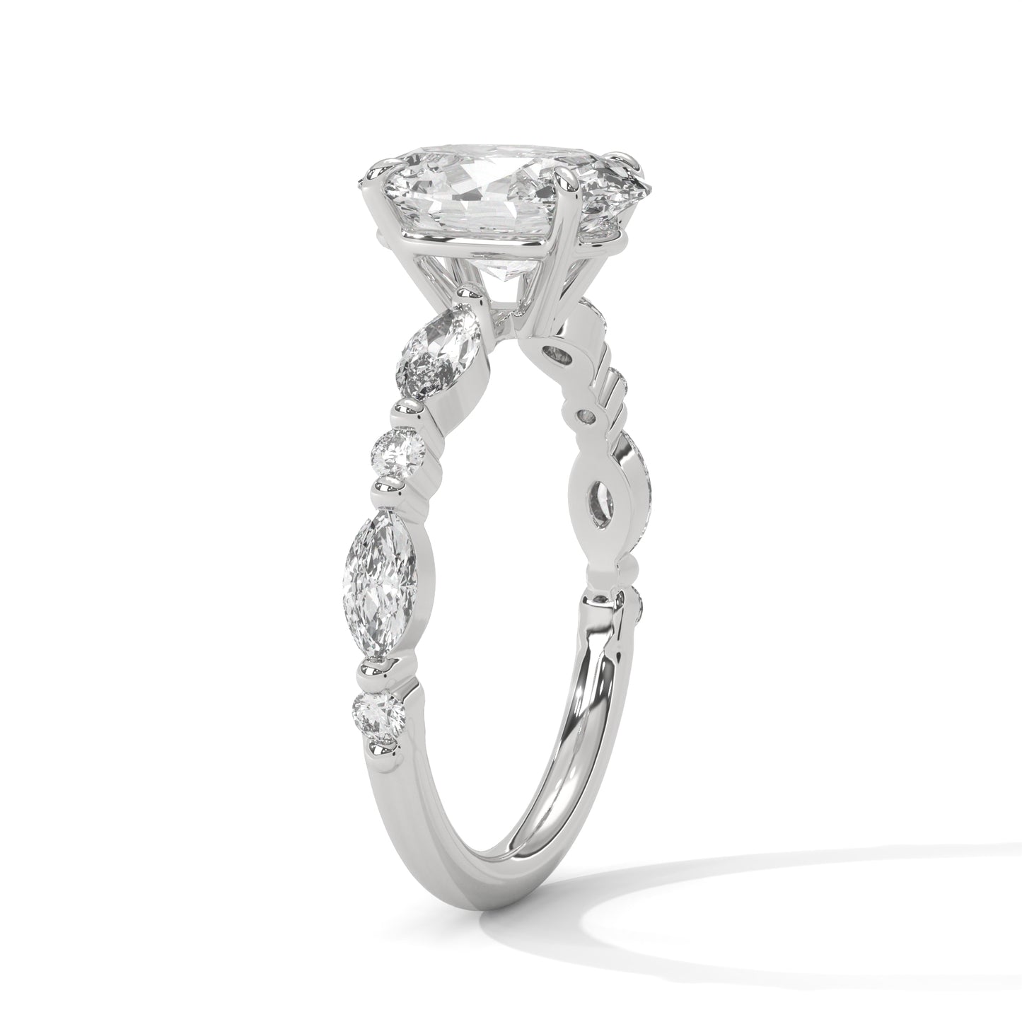 Oval Marquise Shoulder Solitaire Ring
