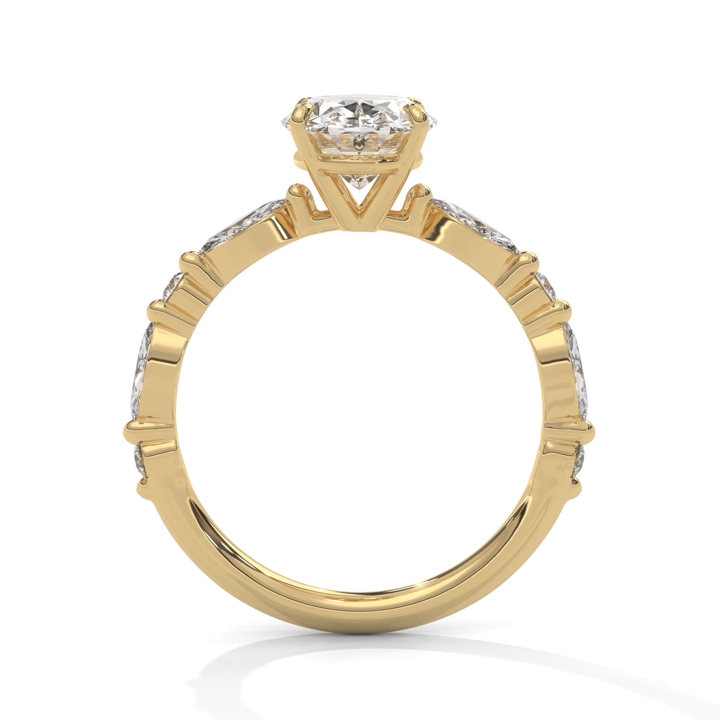 Oval Marquise Shoulder Solitaire Ring