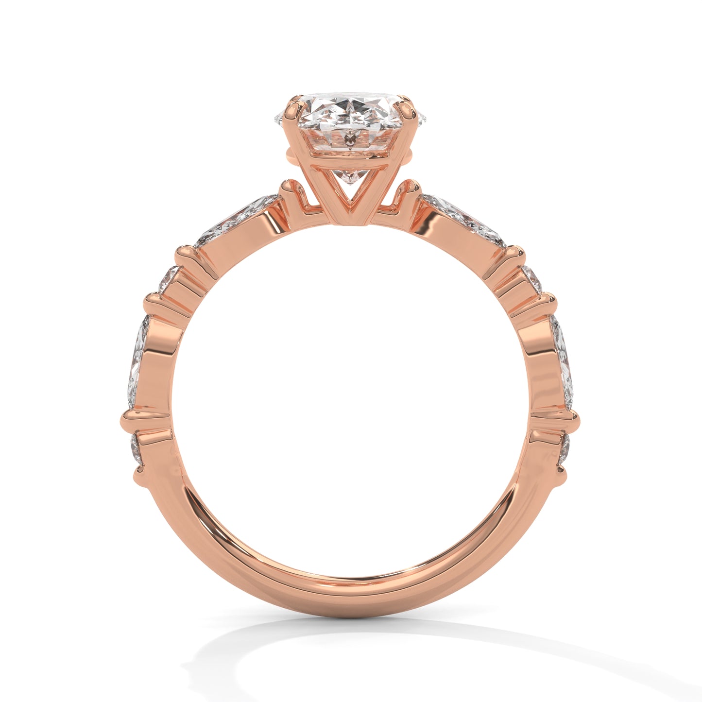 Oval Marquise Shoulder Solitaire Ring
