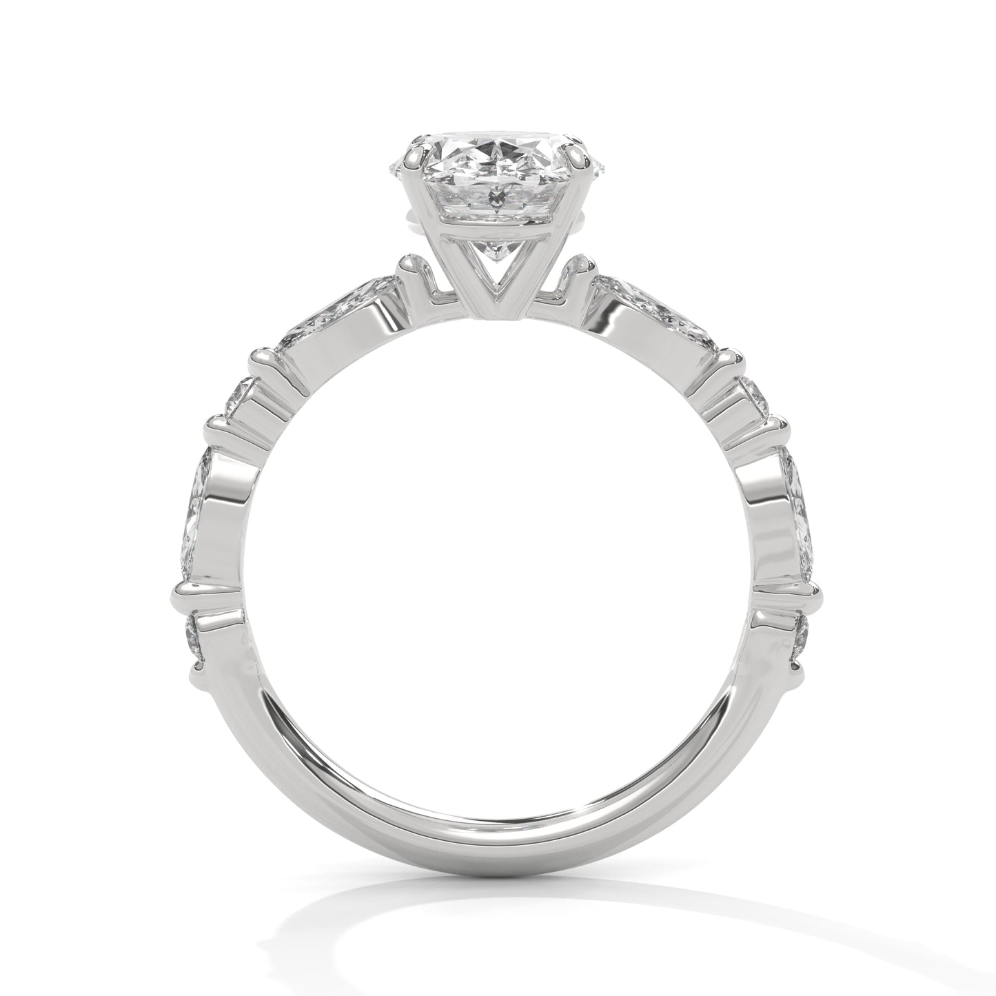 Oval Marquise Shoulder Solitaire Ring