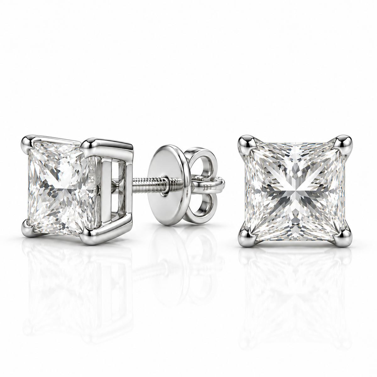 Classic 4 Prong Princess Solitaire Studs