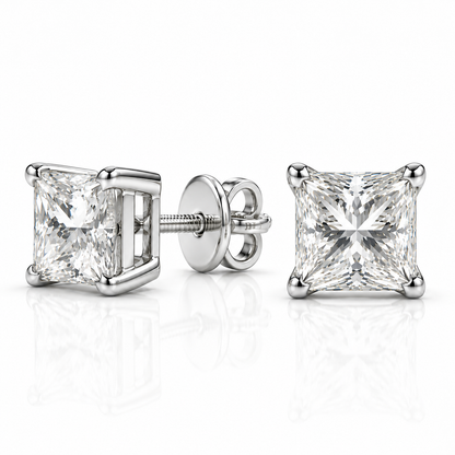 Classic 4 Prong Princess Solitaire Studs