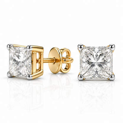 Classic 4 Prong Princess Solitaire Studs