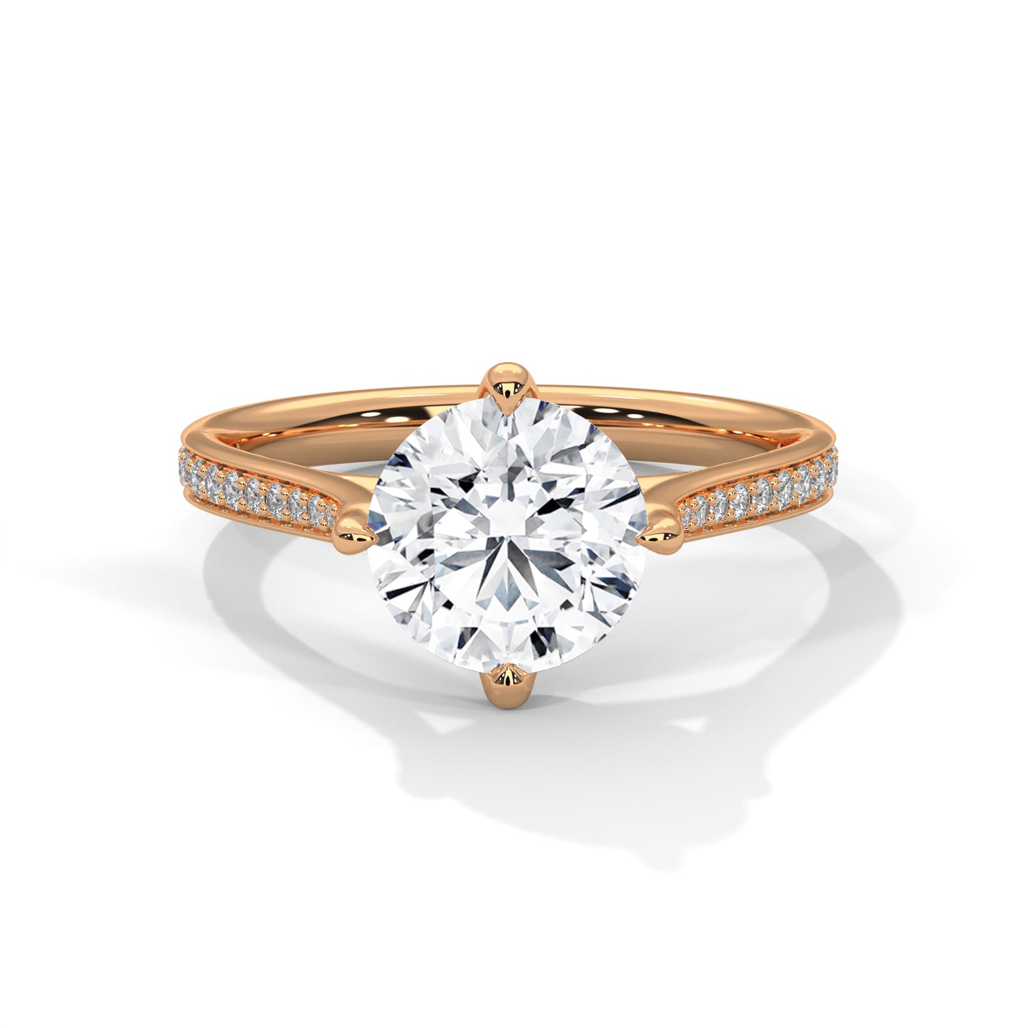 Round Pave Set Solitaire Ring