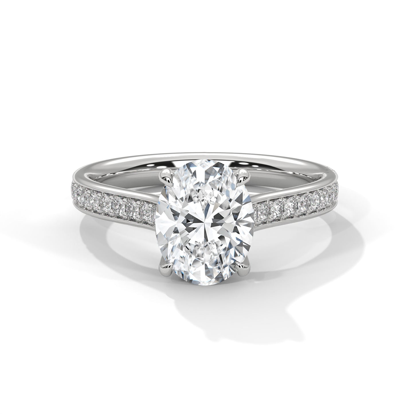 Oval Pave Set Solitaire Ring