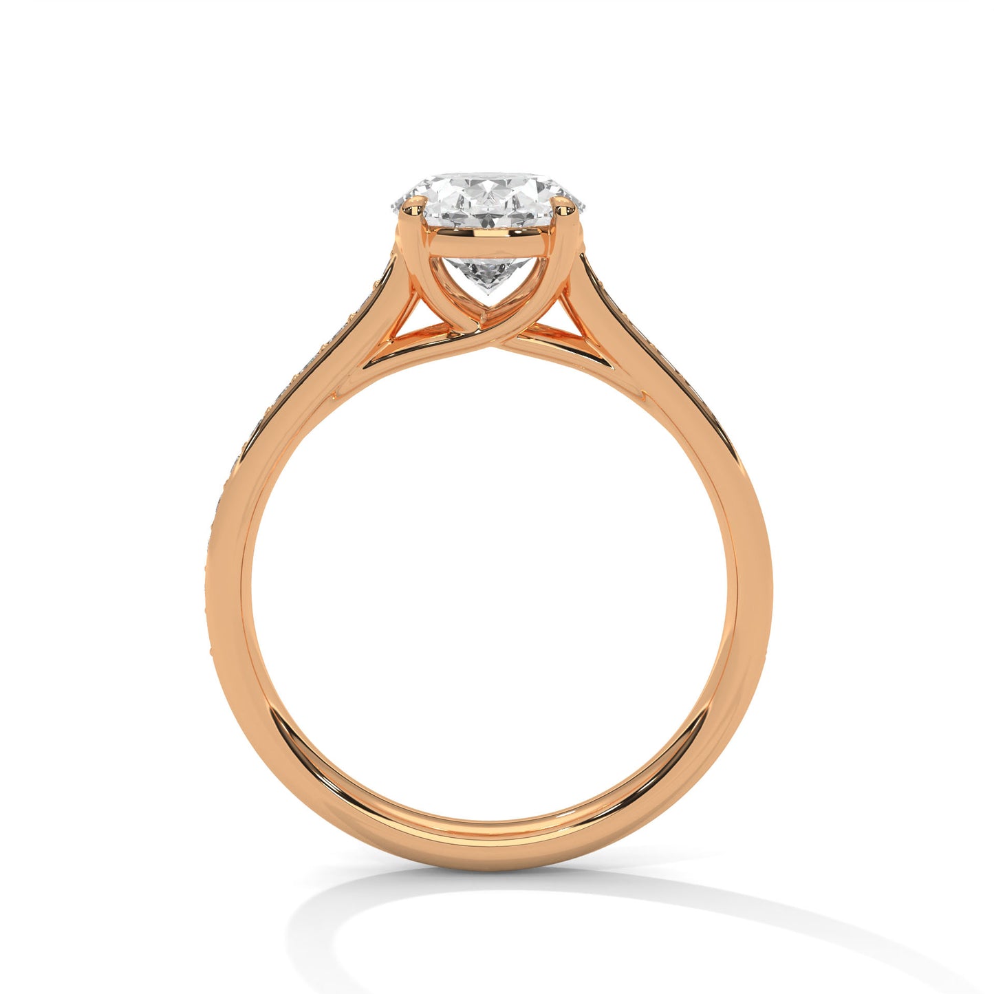 Oval Pave Set Solitaire Ring