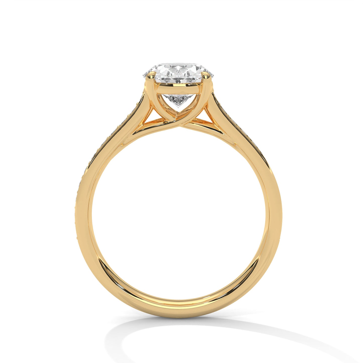 Oval Pave Set Solitaire Ring