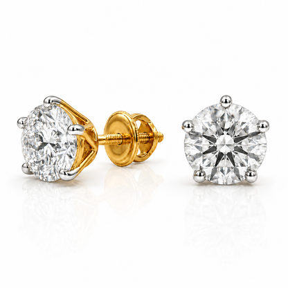 5 Prong Flower Petal Solitaire Studs
