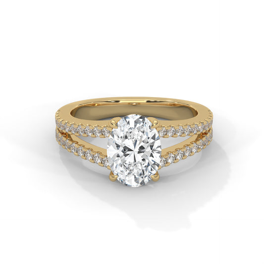 Oval Diverging Solitaire Ring