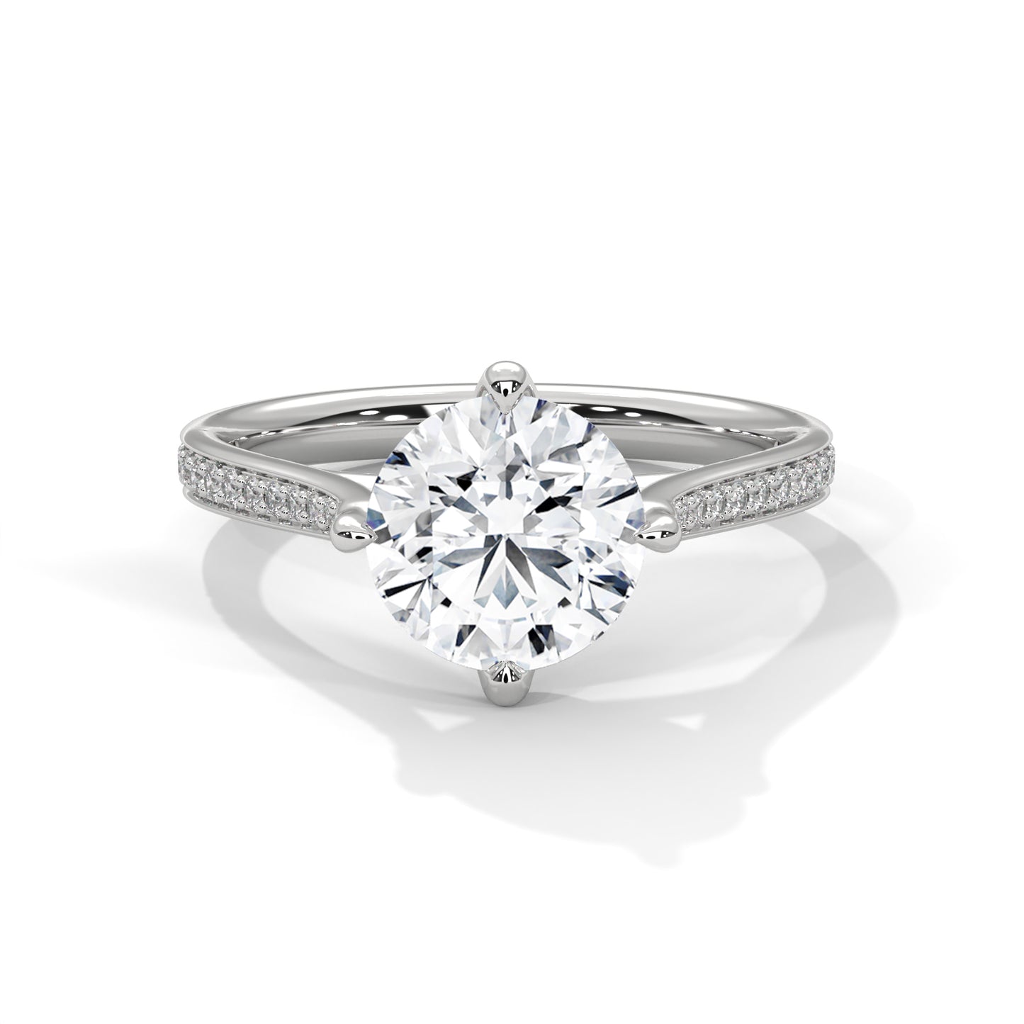 Round Pave Set Solitaire Ring