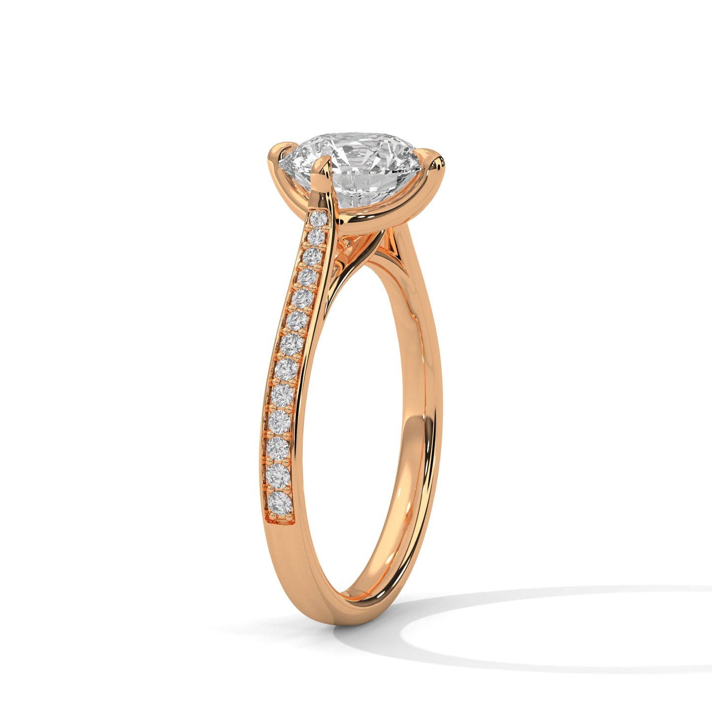 Round Pave Set Solitaire Ring