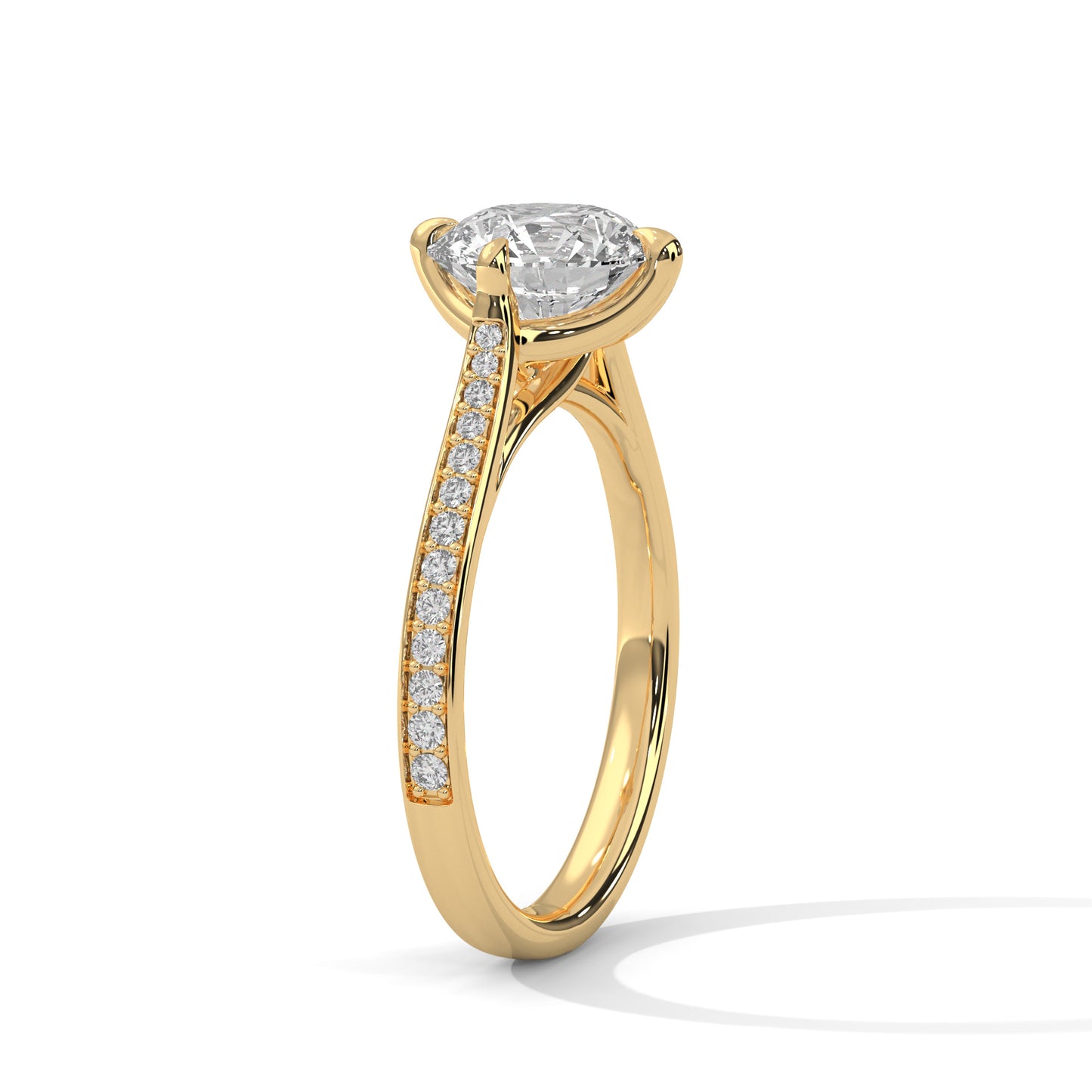 Round Pave Set Solitaire Ring