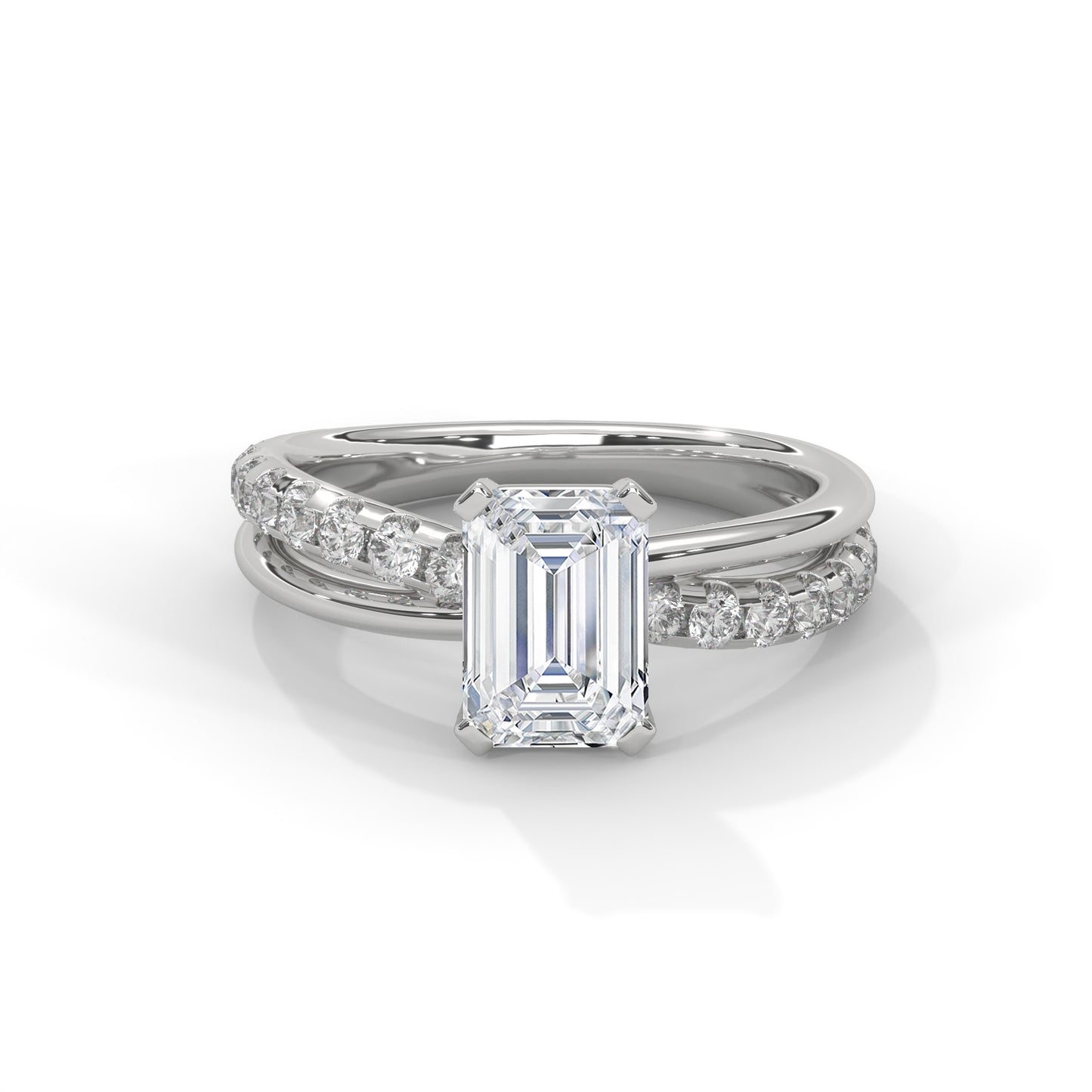 Emerald Cross Solitaire Ring