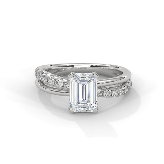 Emerald Cross Solitaire Ring