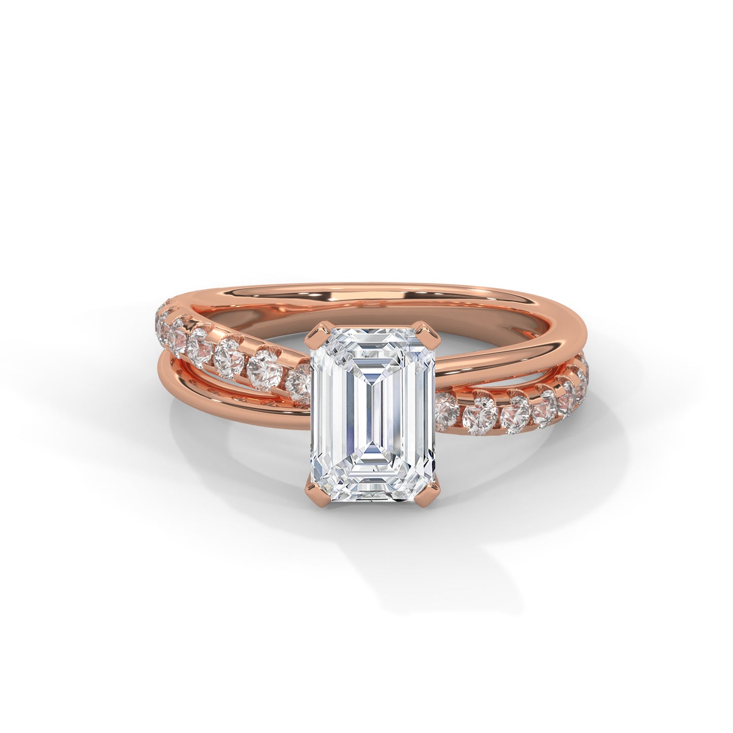 Emerald Cross Solitaire Ring