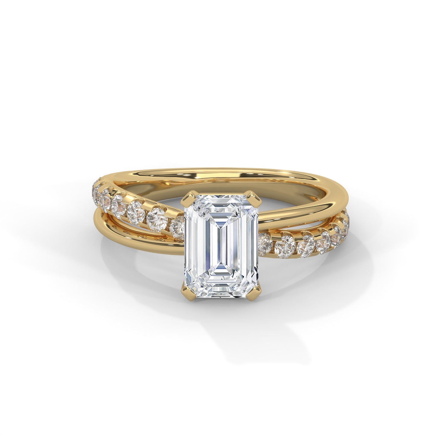 Emerald Cross Solitaire Ring