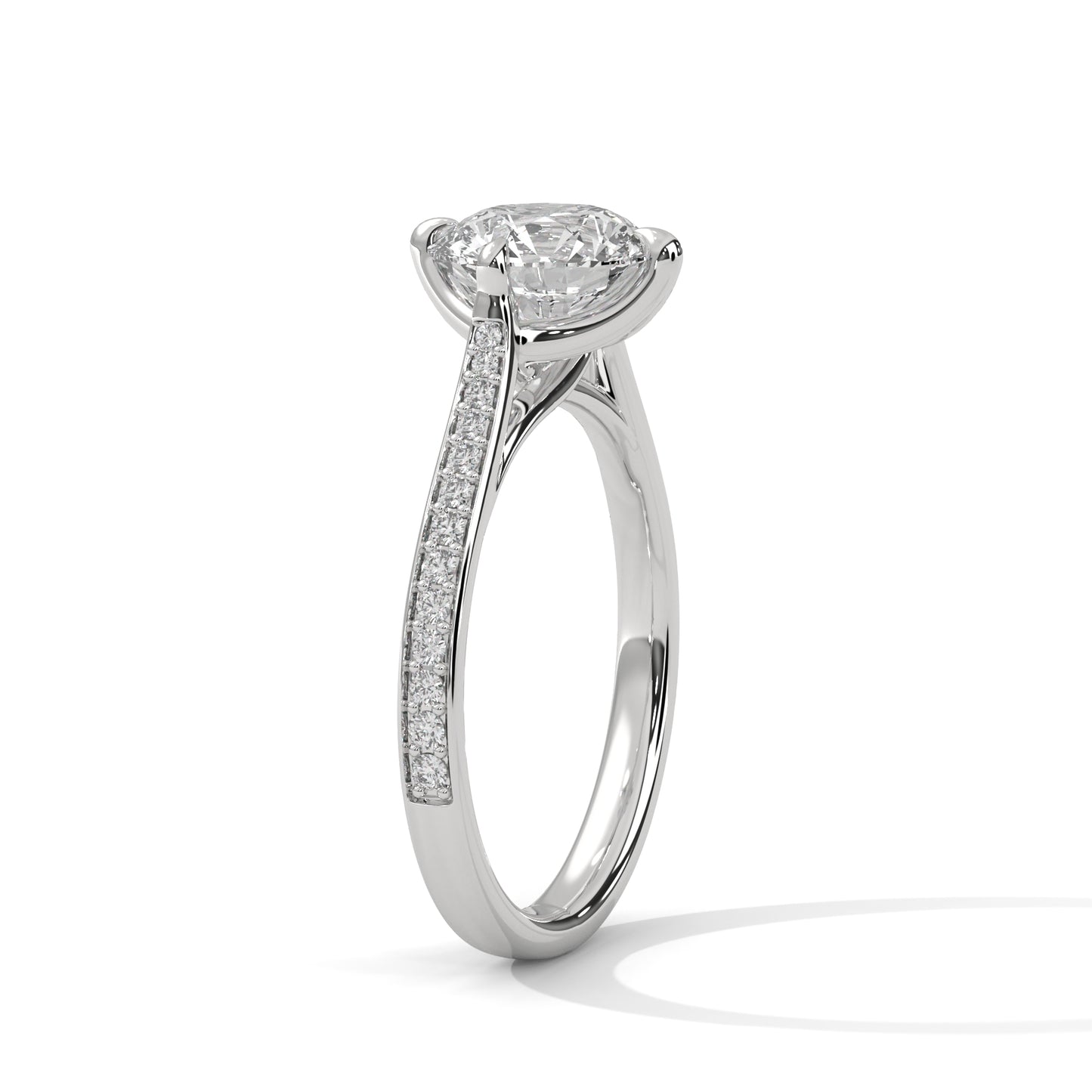 Round Pave Set Solitaire Ring