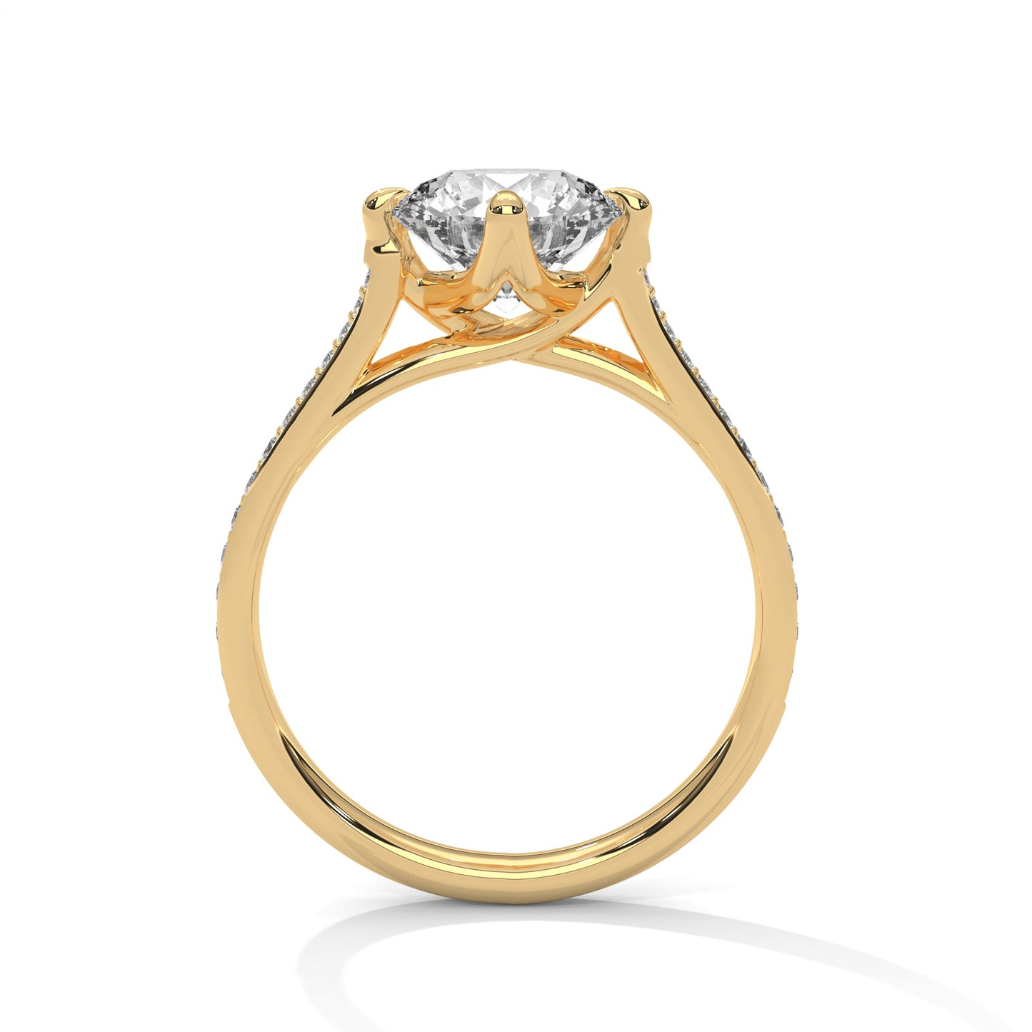 Round Pave Set Solitaire Ring