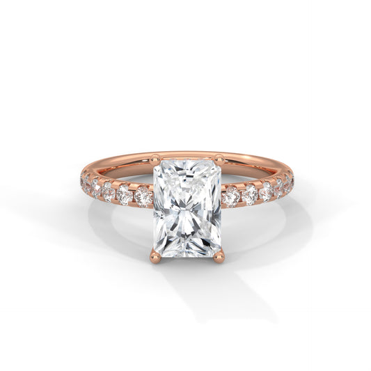 Radiant Hidden Halo Pave Set Solitaire Engagement