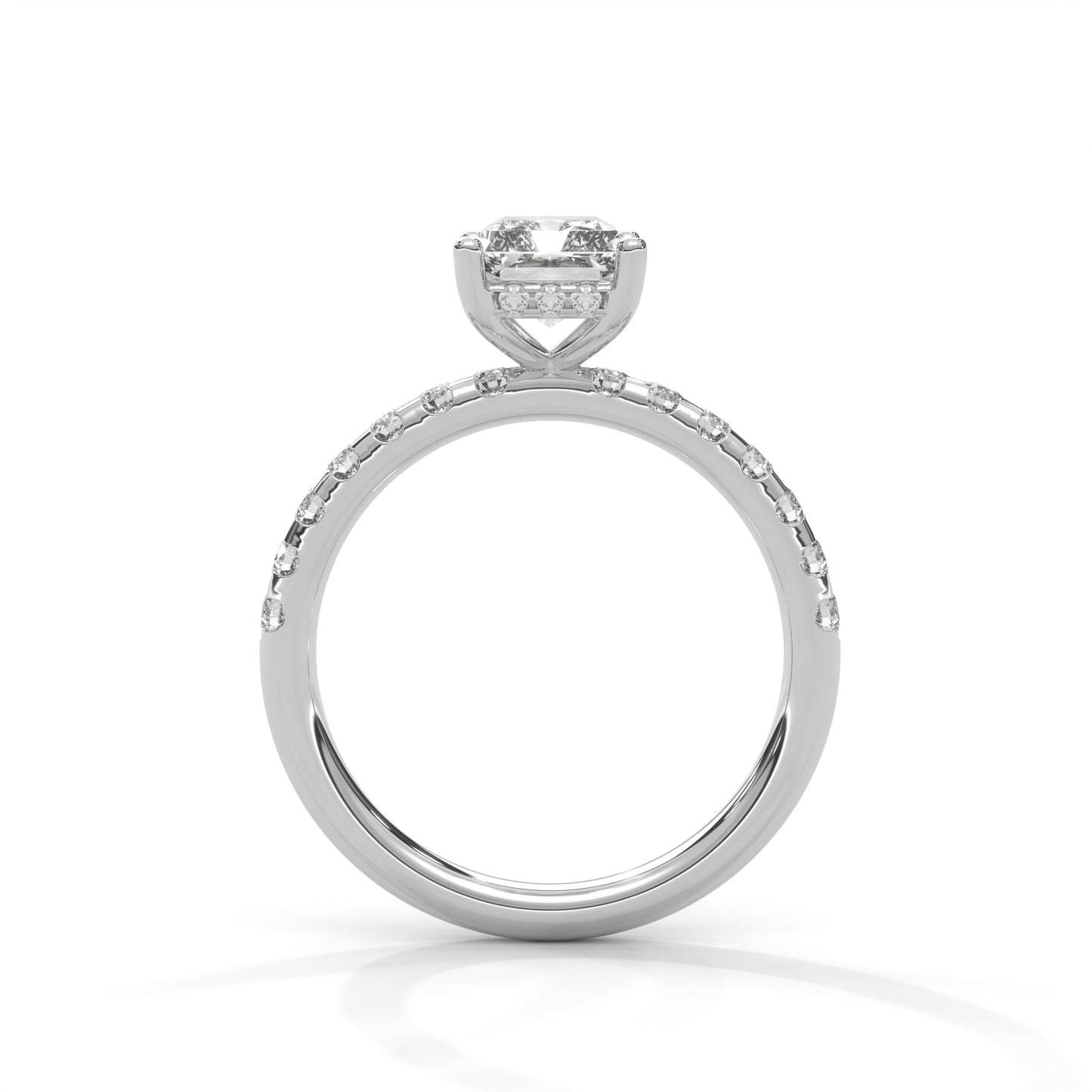 Radiant Hidden Halo Pave Set Solitaire Engagement
