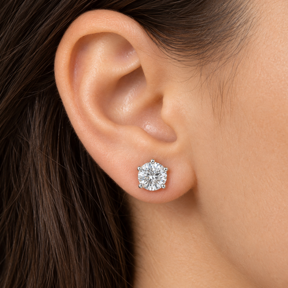 5 Prong Flower Petal Solitaire Studs