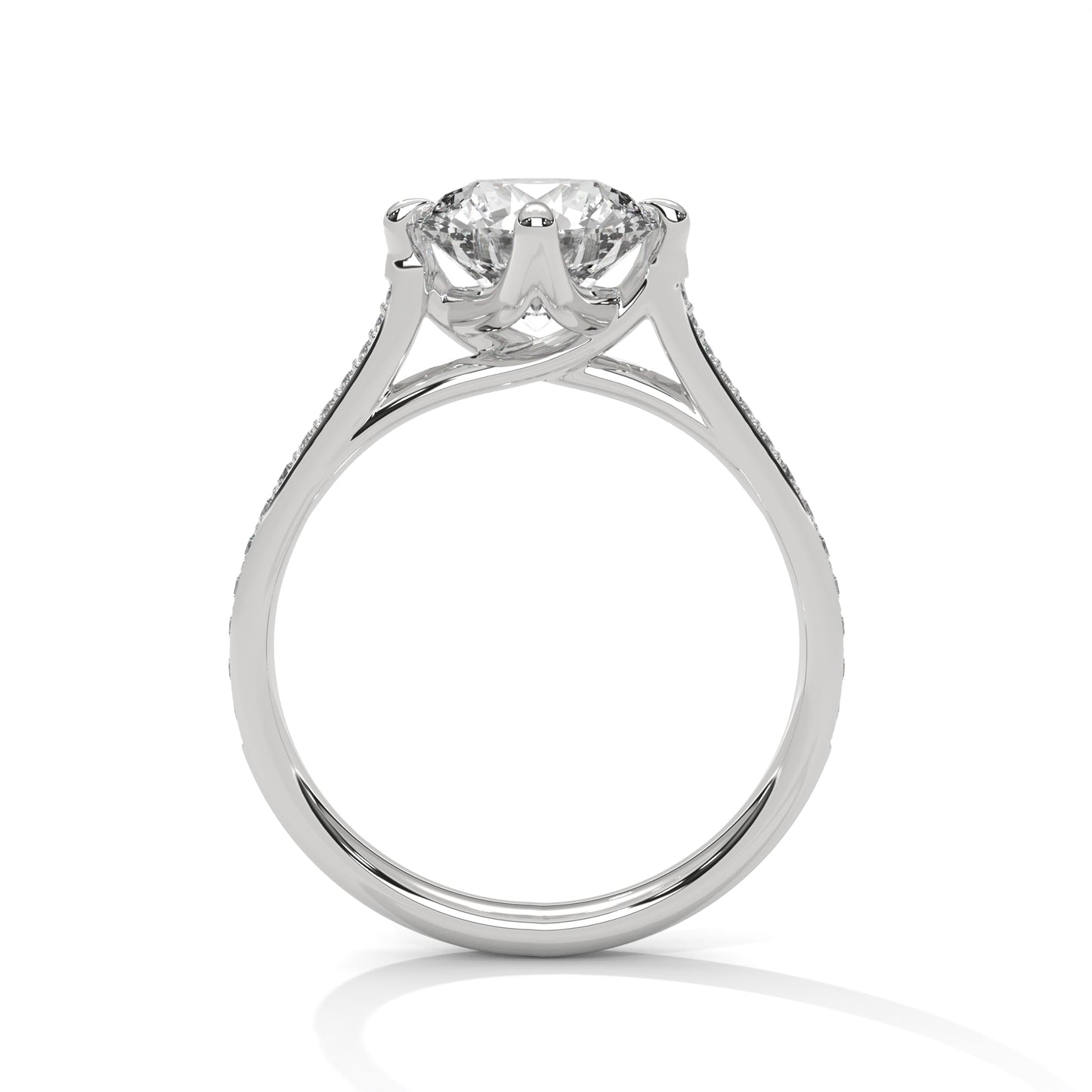 Round Pave Set Solitaire Ring
