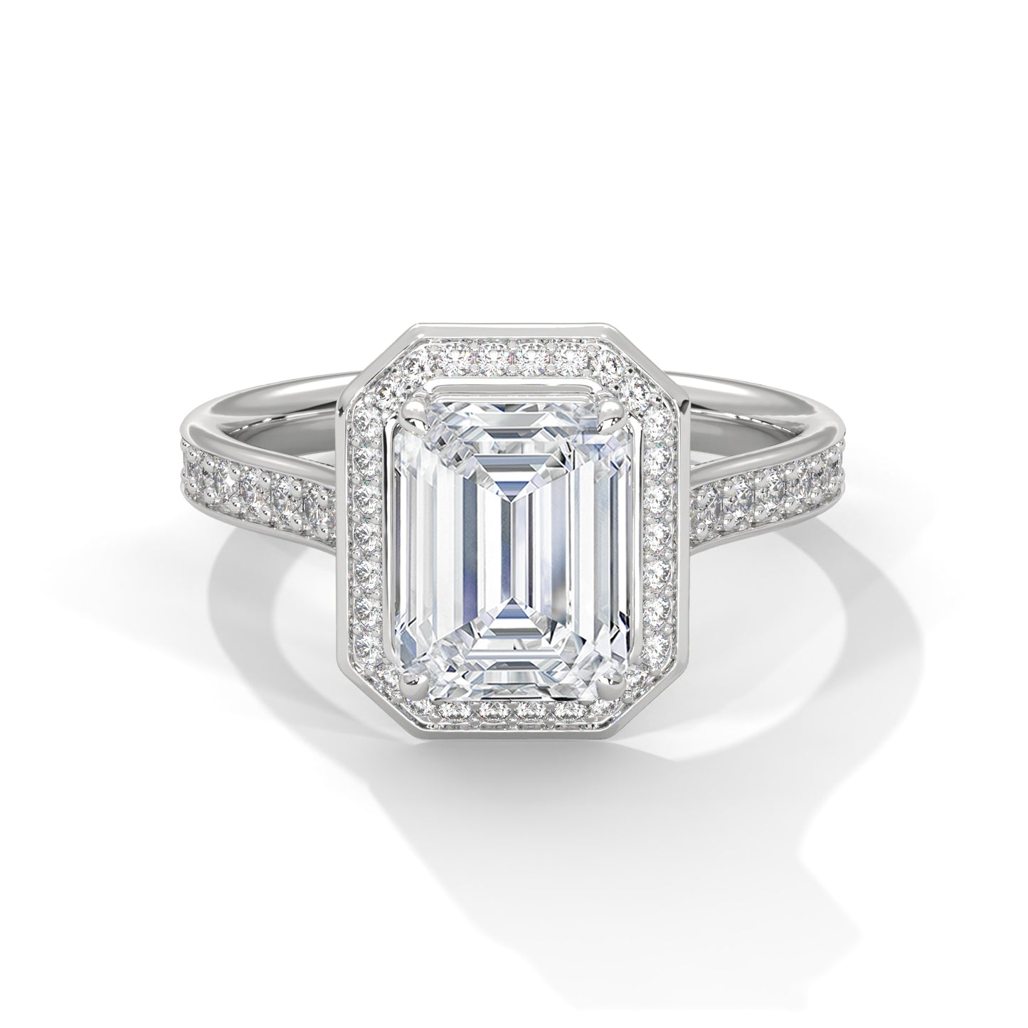 Halo Emerald Solitaire Ring