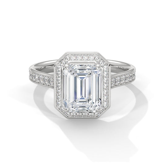Halo Emerald Solitaire Ring
