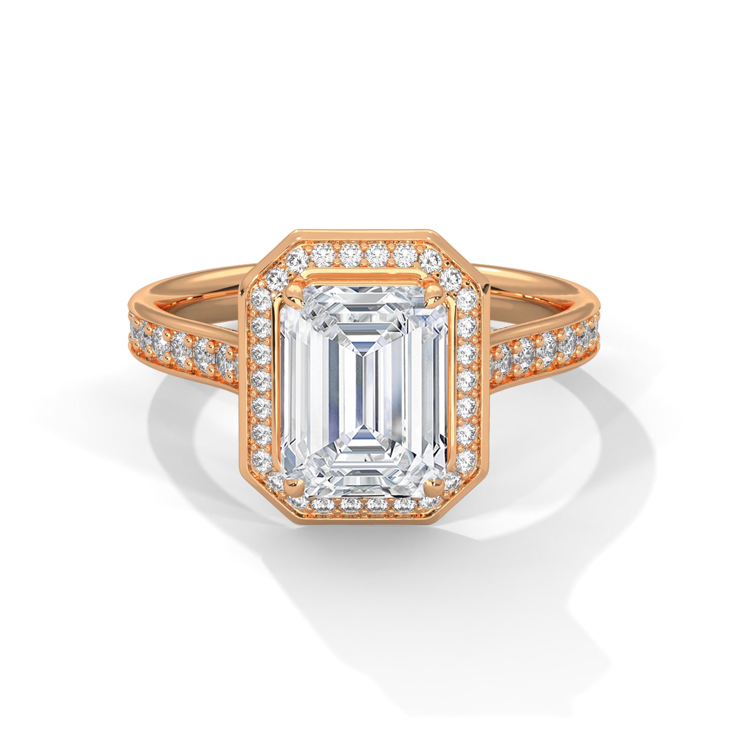 Halo Emerald Solitaire Ring