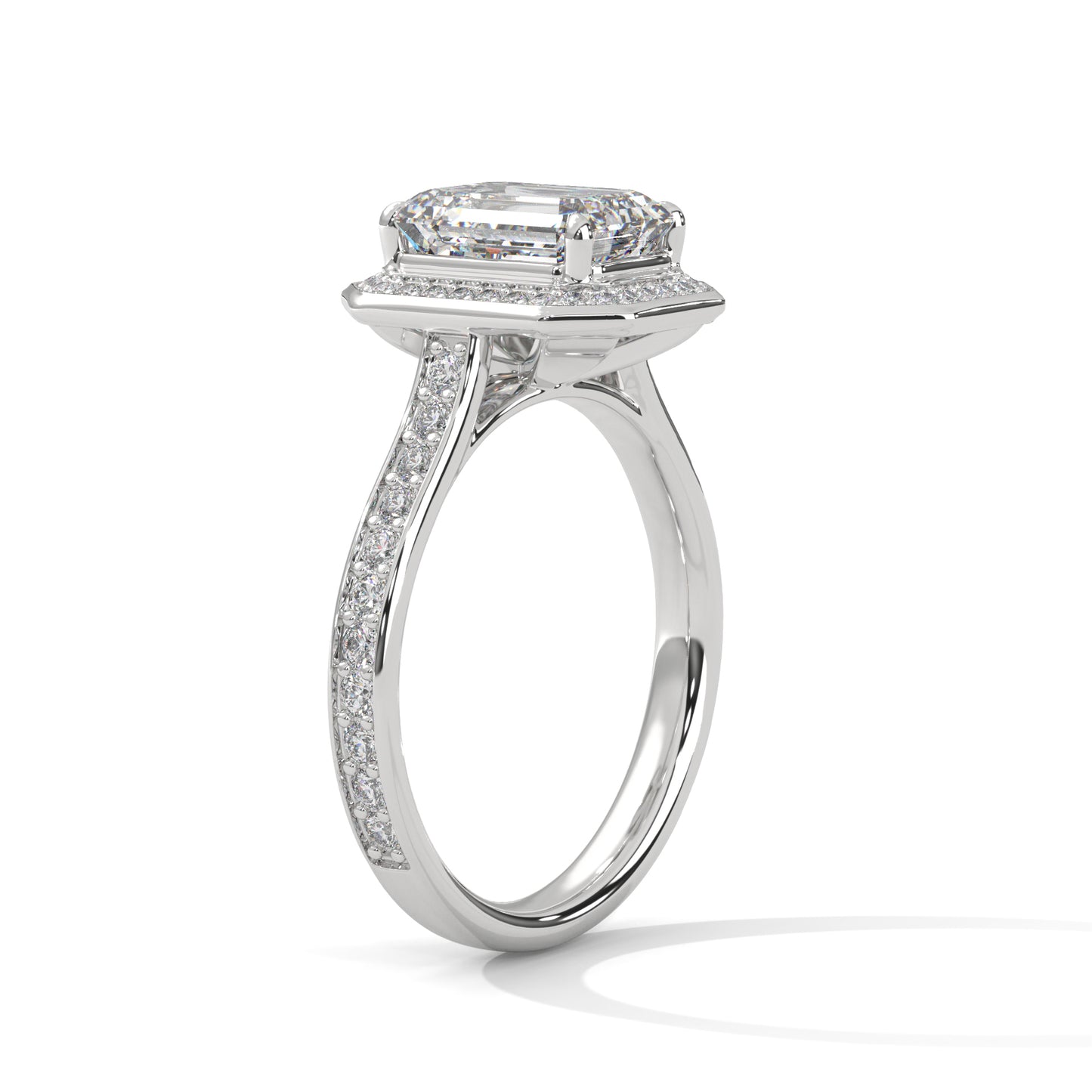 Halo Emerald Solitaire Ring