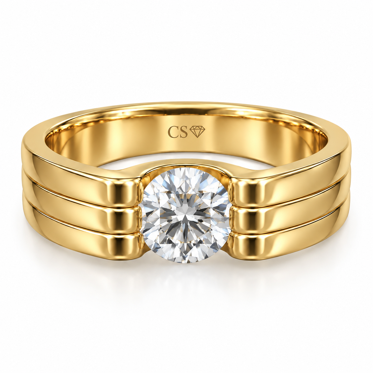 Unique Men's Solitaire Ring