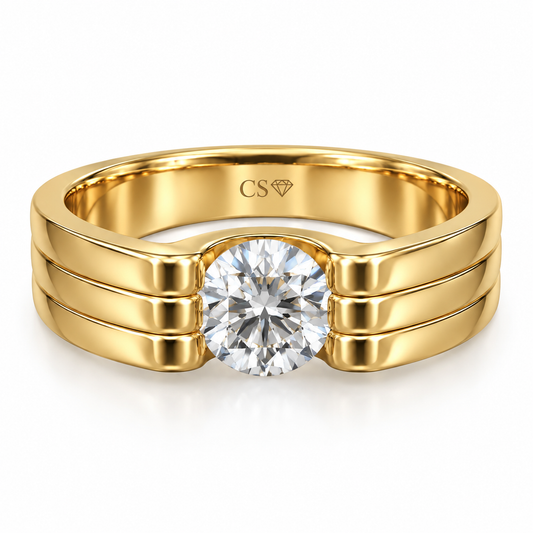 Unique Men's Solitaire Ring