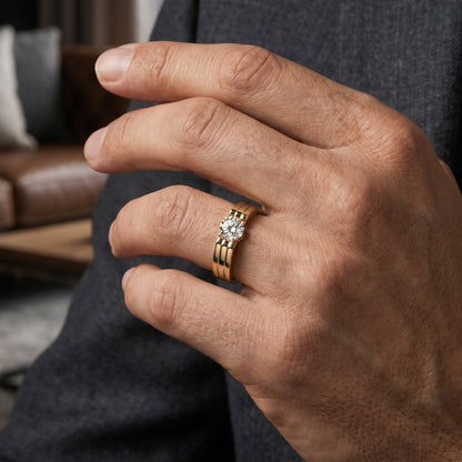 Unique Men's Solitaire Ring