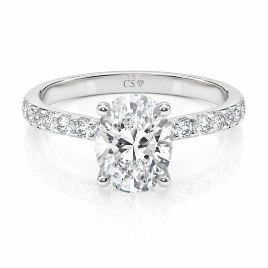Oval Hidden Halo Pave Set